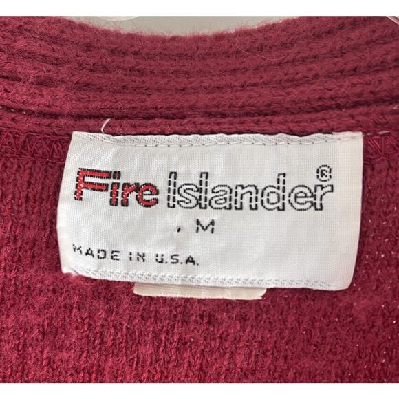 VTG Fire Islander Open Front Sweater Vest Dark Red Textured Knit USA Medium - Picture 2 of 5